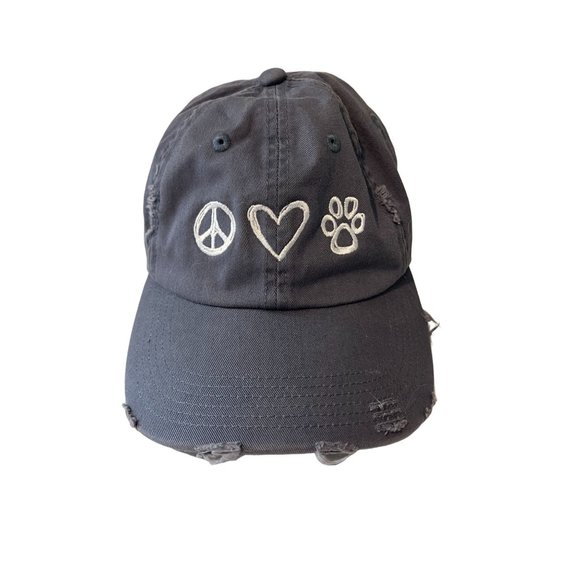 District Accessories - DISTRICT Gray Distressed Peace Love Dogs Hat Pets